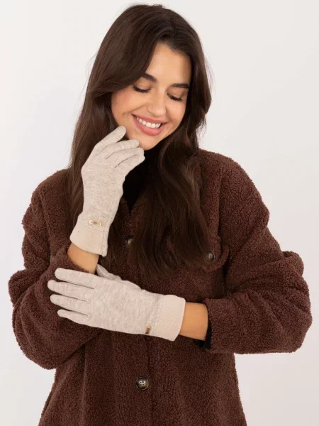 Rękawiczki Wool Fashion Italia beżowe