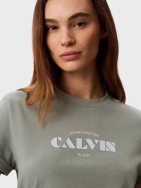 Класична футболка Calvin Klein Jeans зелена