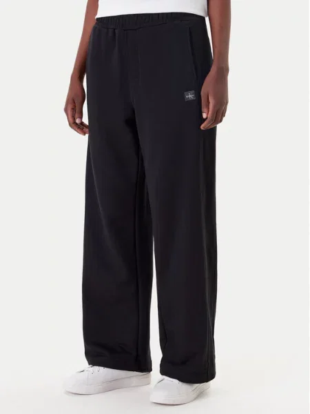 Calvin Klein Jeans Παντελόνι φόρμας Wide Leg μαύρο