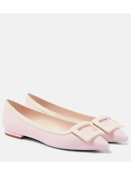 Balerini Roger Vivier din piele de lac bej