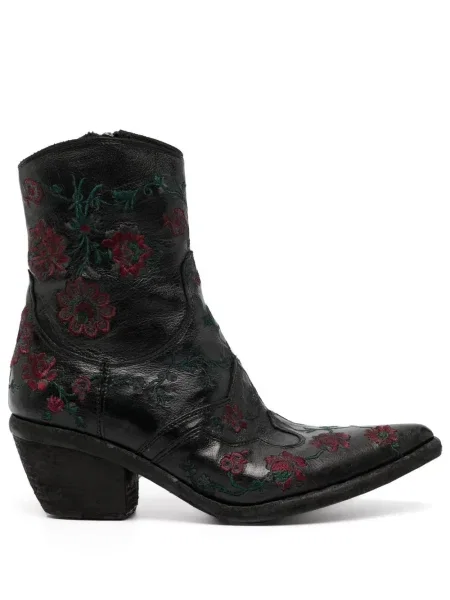 Cizme scurte Fauzian Jeunesse cu model floral negru