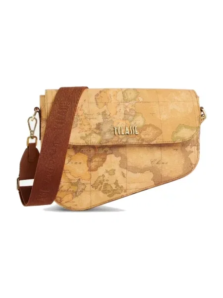 Torebka skórzana Alviero Martini 1a Classe z nadrukiem brązowa