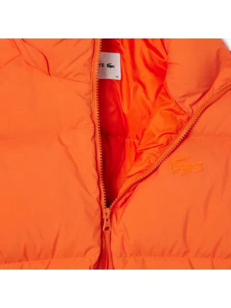 Lacoste Relaxed Fit Pikowana Kurtka Z Kapturem pomarańczowa