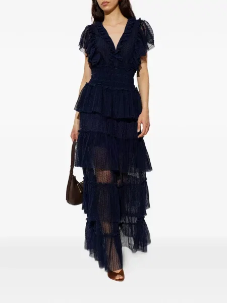 Rochie maxi Munthe cu volane albastru