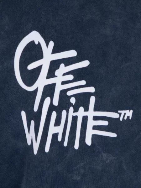 Hanorac cu glugă Off-white cu imagine alb