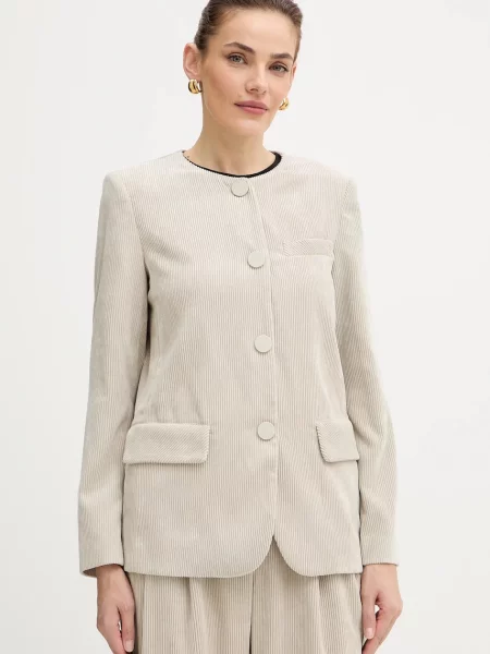 Armani Exchange geacă din velur un singur rând de uni bej