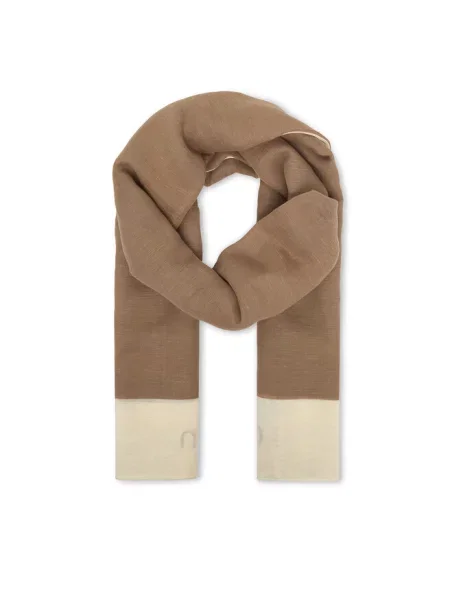 Calvin Klein Szal Linen Blend Emblem Pareo Scarf beżowy