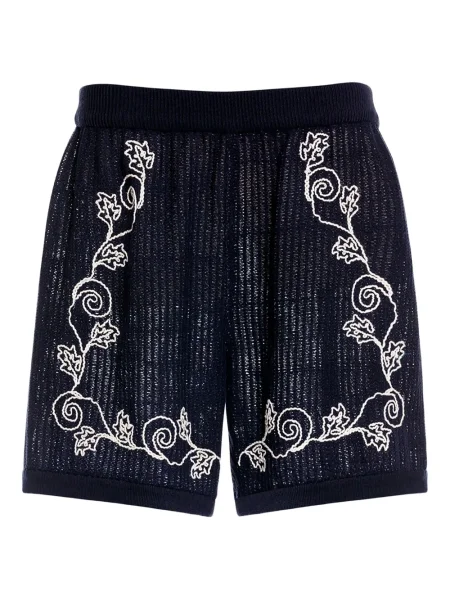 Pantaloni scurți Agua Bendita cu broderie cu nervuri negru
