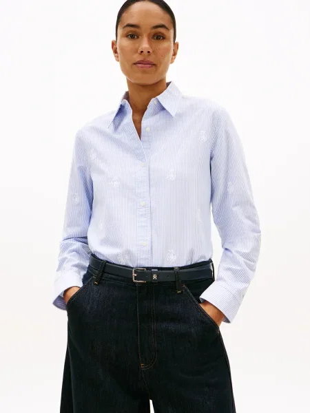 TOMMY HILFIGER Blúzka svetlomodrá / biela modrá