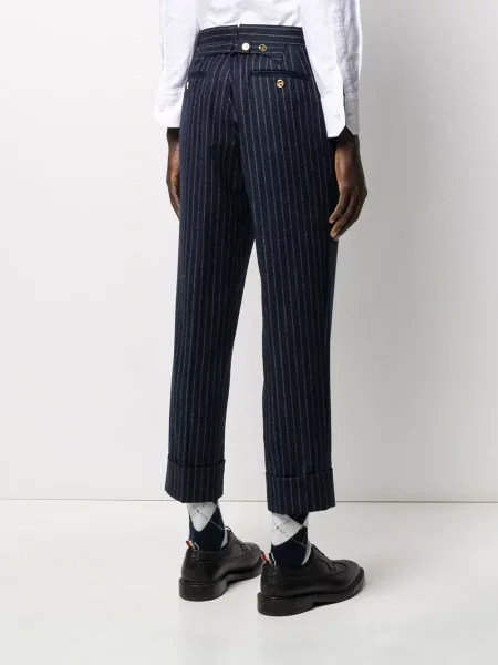 Pantaloni Thom Browne cu dungi de flanelă albastru