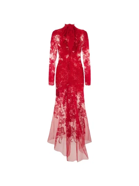 Rochie maxi Ermanno Scervino cu funde din dantelă roșu