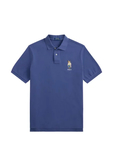 Копринена карирана шапка с козирки Polo Ralph Lauren с автограф синьо