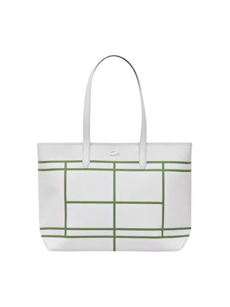 Lacoste torebka shopper z imitacji skóry biała