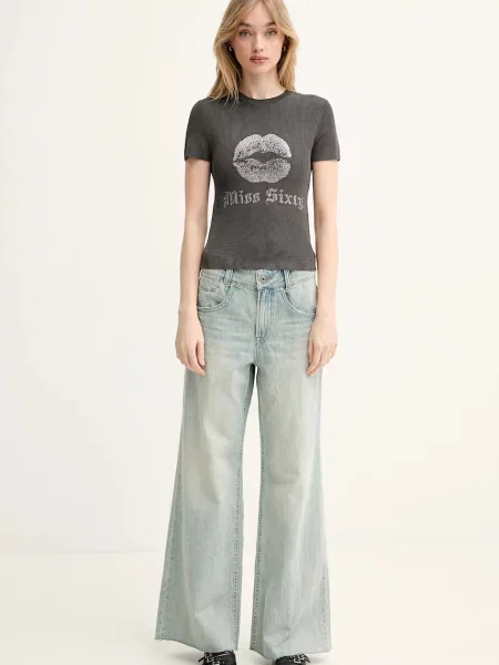Шелковая футболка Miss Sixty серая