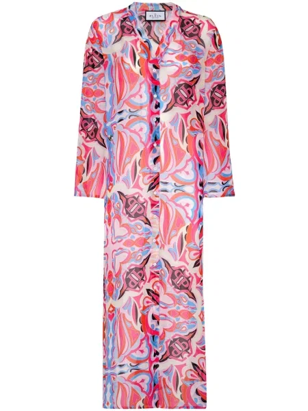 Rochie Philipp Plein de mătase cu imagine roz