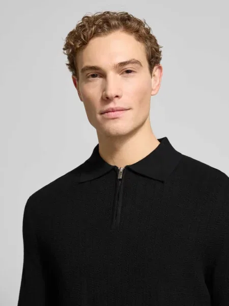 Koszulka polo o kroju oversized z czystej bawełny model ‘CRAN’ Selected Homme czarna