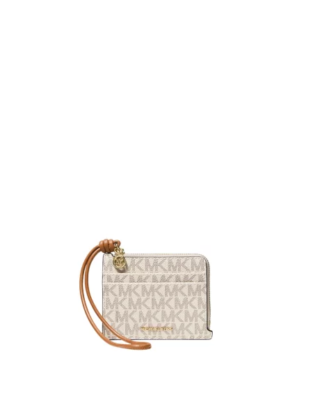 Portfel Michael Kors z logo beżowy