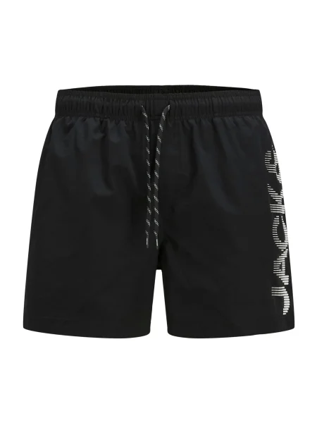 JACK & JONES Kratke kopalne hlače JPSTMaui črna bela