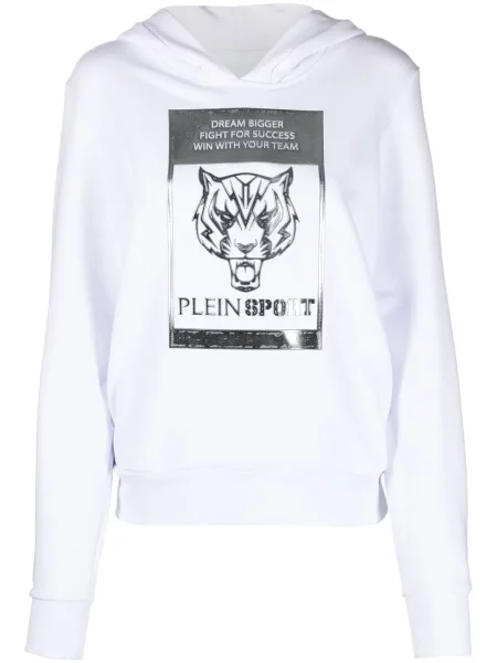 Hanorac cu glugă Plein Sport cu imagine alb