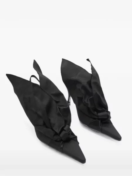 Pantofi cu toc Moschino cu funde din satin slingback negru