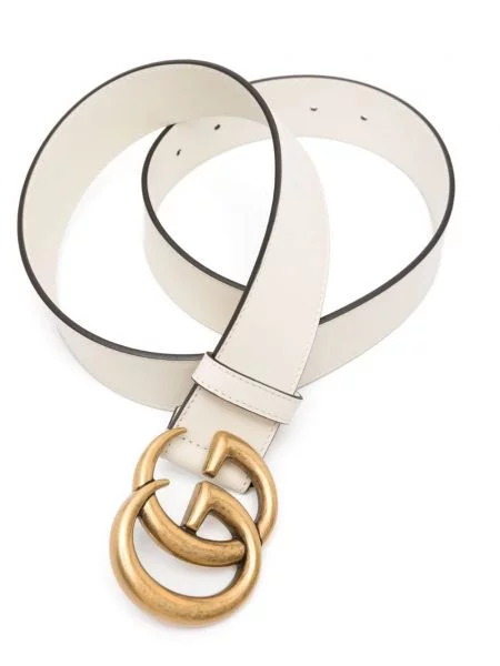 Kožený pásek Gucci s přezkou bílý