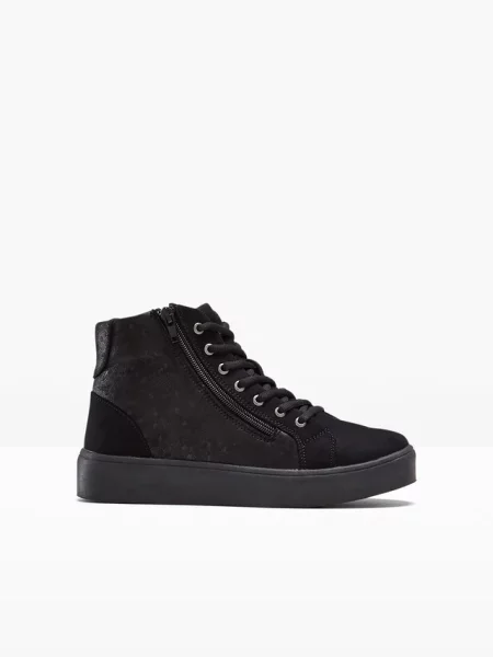 Wysokie sneakersy ze wzorem w kwiaty czarne