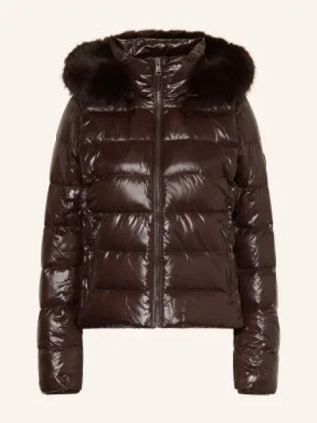 Tommy Hilfiger Lehká Péřová Bunda tmavě hnědá