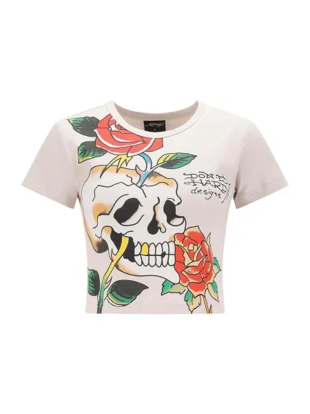 Ed Hardy Tricou ecru / galben / verde roșu