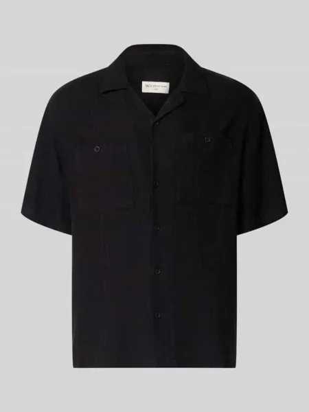 Koszula casualowa o kroju loose fit z mieszanki lnu i Tom Tailor Denim czarna