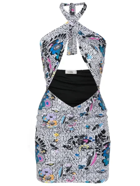 Rochie Amir Slama cu imagine cu gât halter de costum