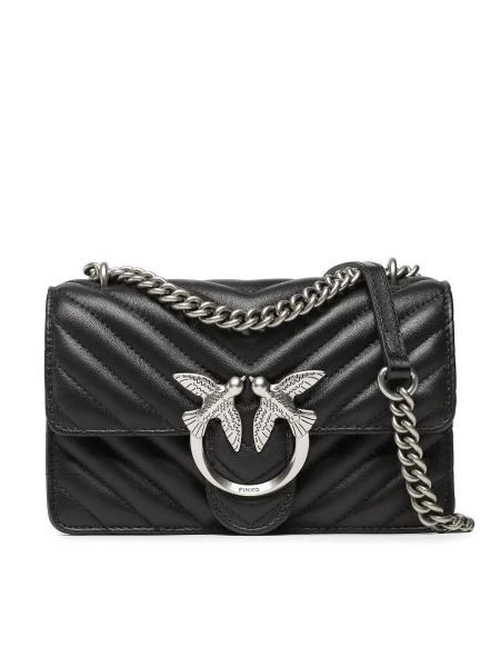 Pinko De piele geantă poștaș LOVE ONE MINI DC negru