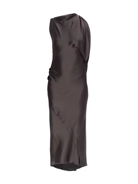 Rochie Victoria Beckham cu volane asimetrică gri