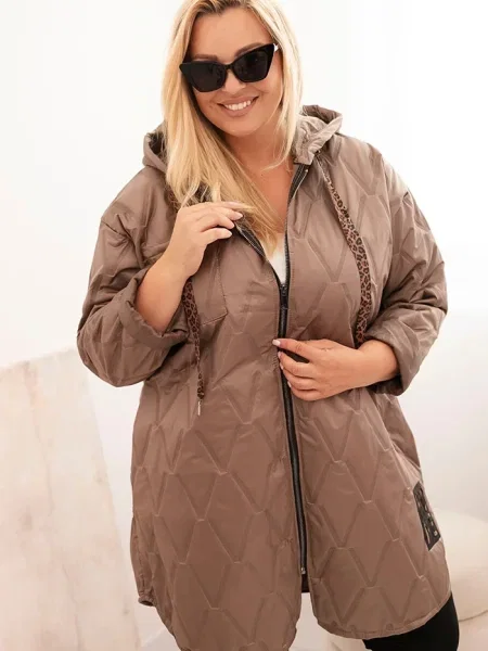 Geacă Kesi Włoski cu inscripții cu glugă negru