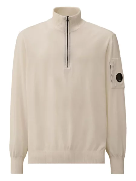 Pulover C.p. Company de jumătate de fermoar alb