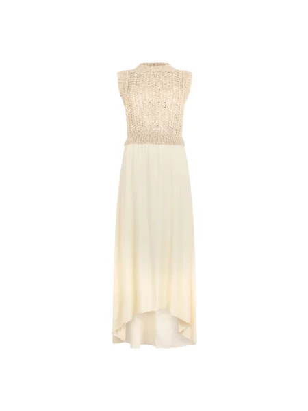 Sukienka maxi Peserico wełniana elegancka beżowa