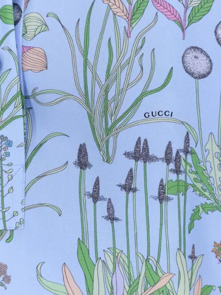 Bluzka Gucci w kwiatki z nadrukiem niebieska