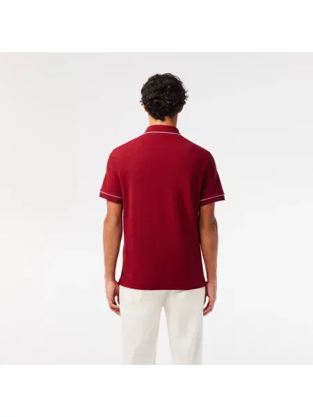 Lacoste Koszulka Polo Smart Paris Z Elastycznej Bawełny Z Kontrastowym Wykończeniem czerwony