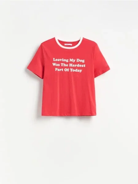 Reserved Tricou din cu imprimeu roșu