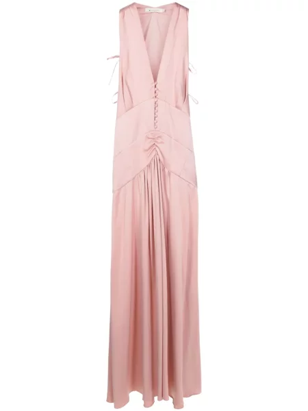 Maksi sukienka maxi Lethicia Bronstein z dekoltem w serek garniturowa różowa