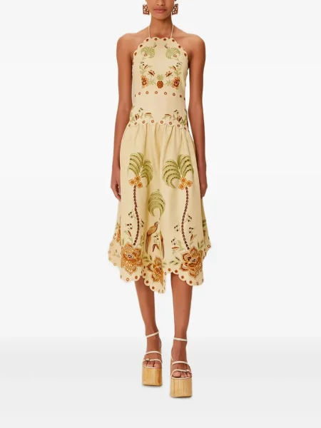 Haftowana sukienka midi Farm Rio do kolan garniturowa