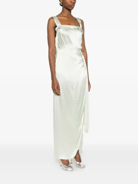 Rochie maxi Maison Margiela din satin drapată de costum verde