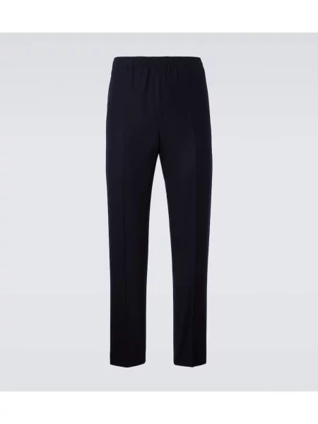 Volneni hlače z ravnimi hlačnicami Loro Piana modra