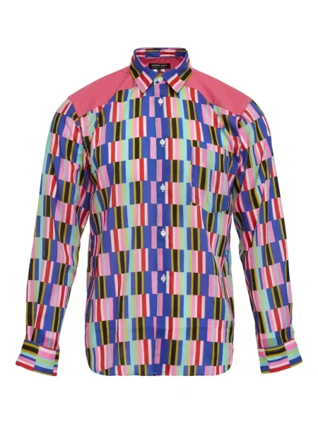 Pruhovaná košile Comme Des Garçons Homme Deux s potiskem růžová