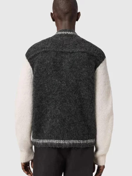 AllSaints kardigan z dodatkiem alpaki szary