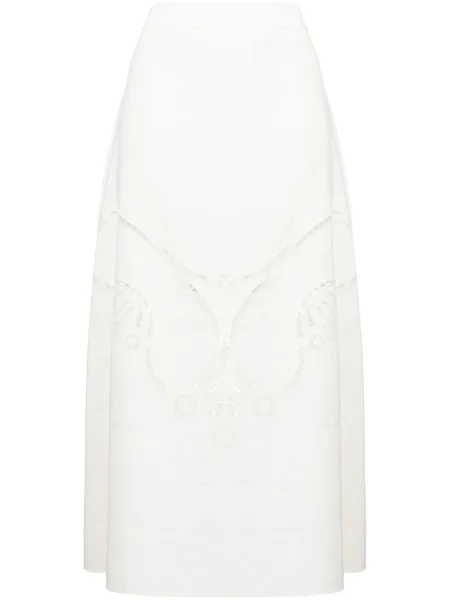 Fustă Chloé cu broderie alb
