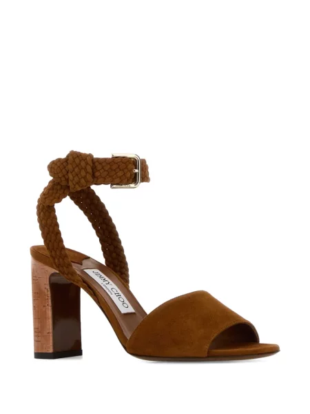 Sandale Jimmy Choo od brušene kože sa kopčom upletena smeđa