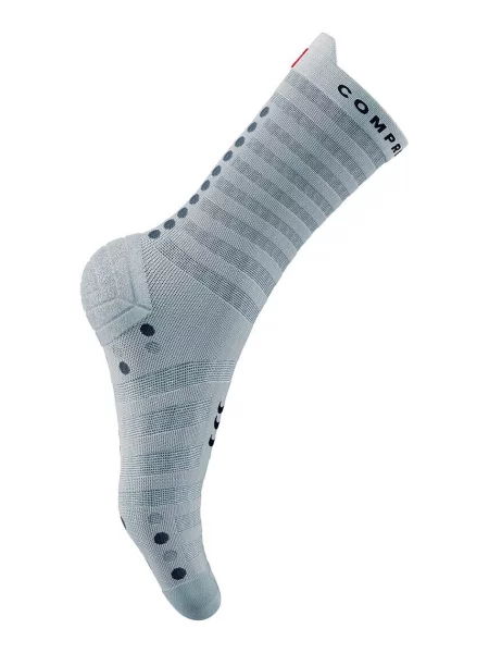 Nogavice Compressport Pro Racing Socks Ultralight Run High White/Alloy bela