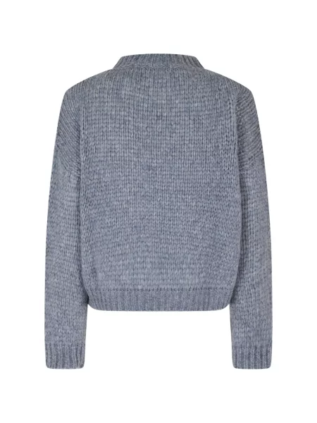 Pulover Roberto Collina cu decolteu rotund chunky albastru