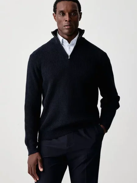 United Colors of Benetton sweter z dodatkiem wełny granatowy