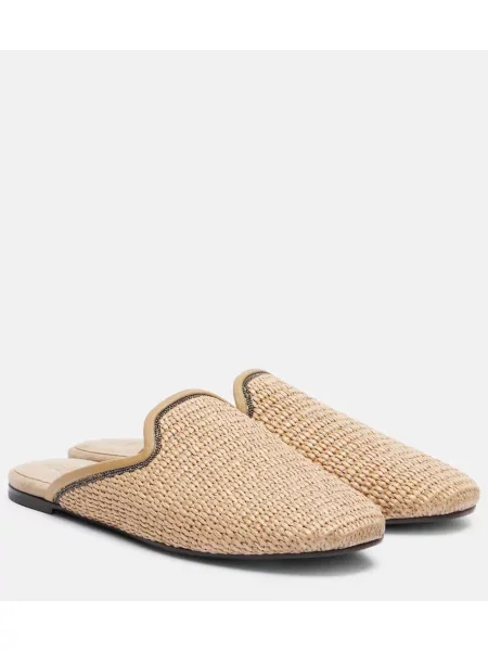Papuci tip mules Brunello Cucinelli bej
